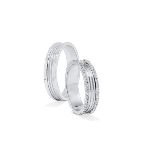 Nhẫn Cưới Phú Quý WD855006 Vàng Trắng