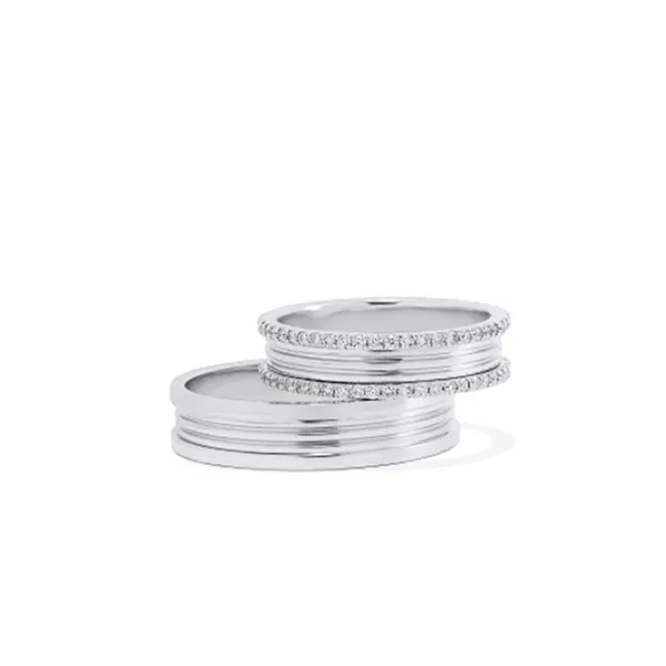 Nhẫn Cưới Phú Quý WD855006 Vàng Trắng