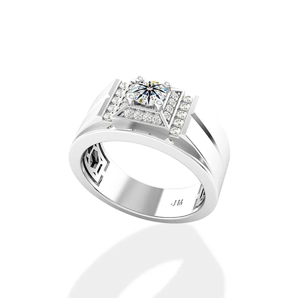 Nhẫn Jemmia Diamond Nam 18K VNM2021072193 Vàng Trắng Đính Kim Cương (Giá Chưa Bao Gồm Đá Chủ) - Trang sức - Vua Hàng Hiệu