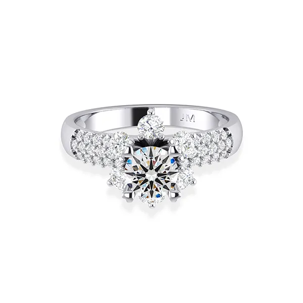 Nhẫn Jemmia Diamond Nữ 18K VNF2021122427 Vàng Trắng Đính Kim Cương (Giá Chưa Bao Gồm Đá Chủ) - Trang sức - Vua Hàng Hiệu