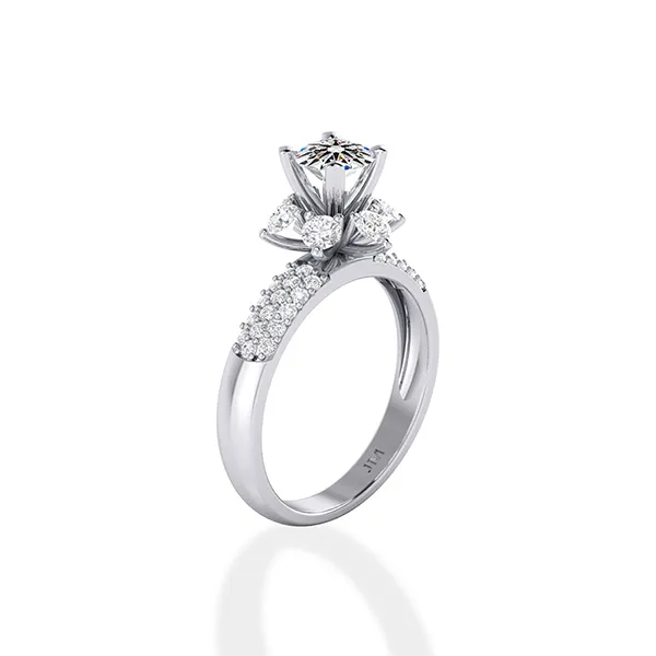 Nhẫn Jemmia Diamond Nữ 18K VNF2021122427 Vàng Trắng Đính Kim Cương (Giá Chưa Bao Gồm Đá Chủ) - Trang sức - Vua Hàng Hiệu