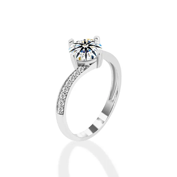 Nhẫn Jemmia Diamond Nữ 18K VNF2021092301 Vàng Trắng Đính Kim Cương (Giá Chưa Bao Gồm Đá Chủ)