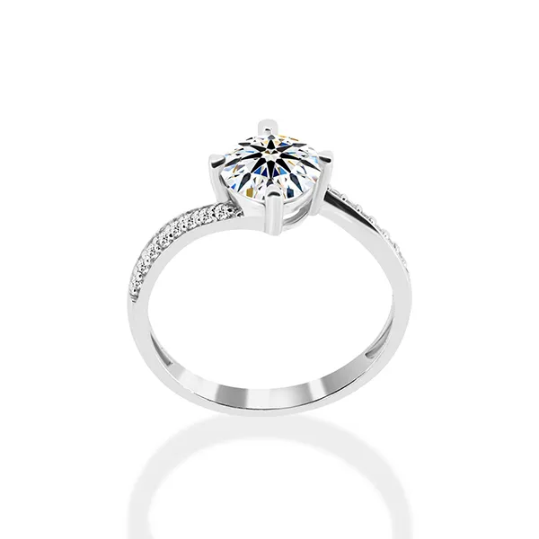 Nhẫn Jemmia Diamond Nữ 18K VNF2021092301 Vàng Trắng Đính Kim Cương (Giá Chưa Bao Gồm Đá Chủ)