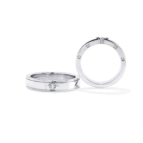 Nhẫn Cưới Kim Cương Phú Quý NK714874 Vàng Trắng
