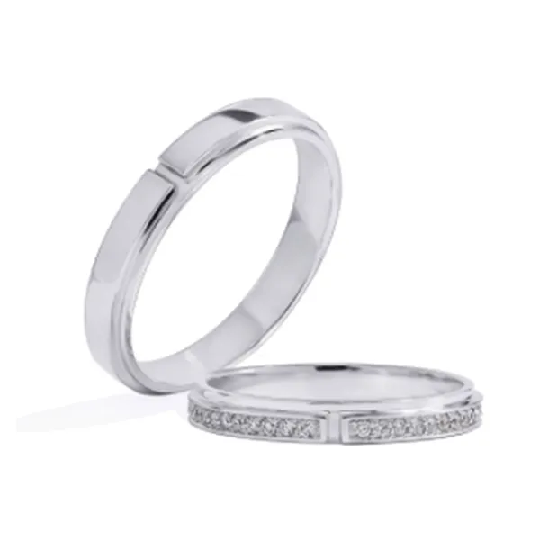 Nhẫn Cưới Kim Cương Phú Quý NK751114 Vàng Trắng