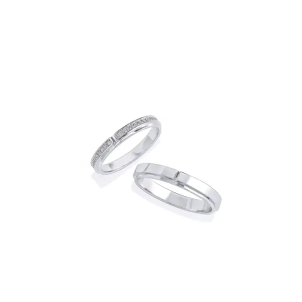 Nhẫn Cưới Kim Cương Phú Quý NK751114 Vàng Trắng