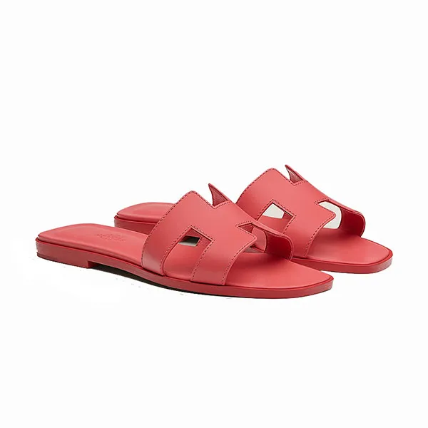 Dép Nữ Hermès Oran Rouge Corazon Màu Hồng Cam Size 36
