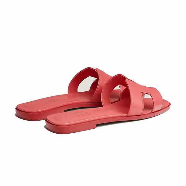 Dép Nữ Hermès Oran Rouge Corazon Màu Hồng Cam Size 36