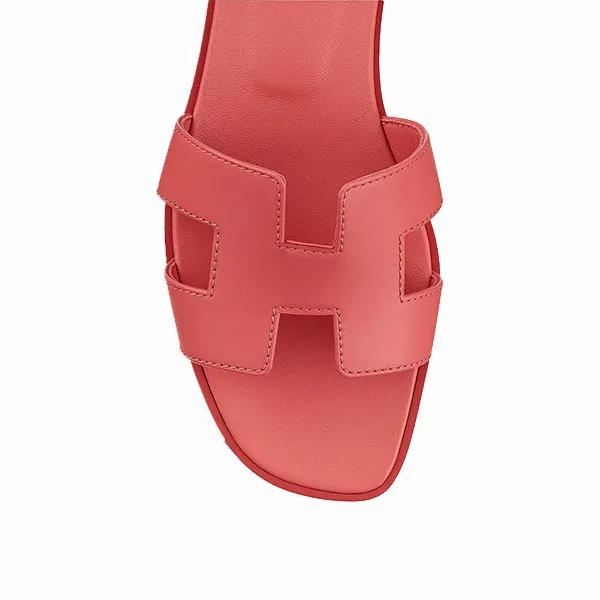 Dép Nữ Hermès Oran Rouge Corazon Màu Hồng Cam Size 36