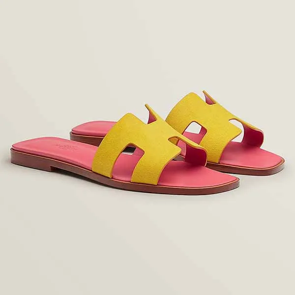 Dép Hermès Sandal Oran Màu Hồng Vàng