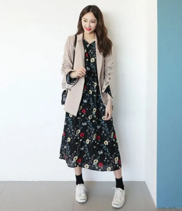 HÀNG SẴN]: Set áo khoác blazer mix váy hoa nhí 2 dây vintage cực xinh kèm  video ảnh thật | Shopee Việt Nam