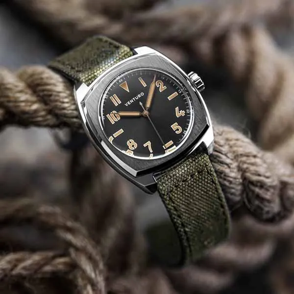 Đồng Hồ Nam Venturo Field Watch II Màu Đen Sunburst (+ 1 Canvas Strap)