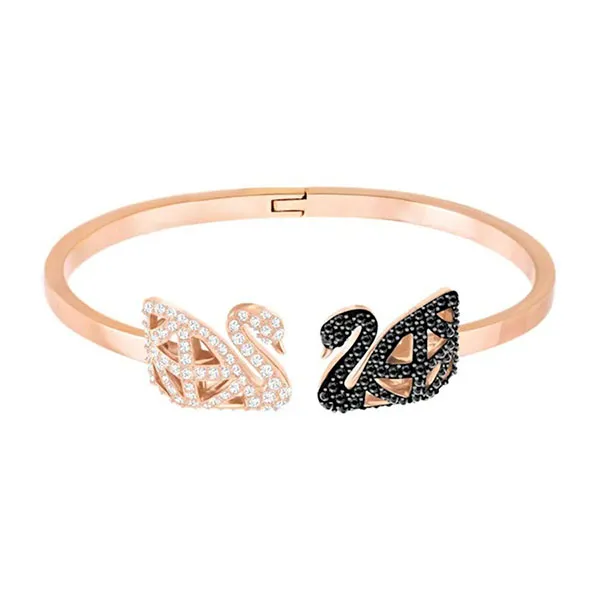 Combo Dây Chuyền, Khuyên Tai, Vòng Đeo Tay Swarovski Facet Swan Bangle, Multi-Colored, Mixed Metal Finish Sz S