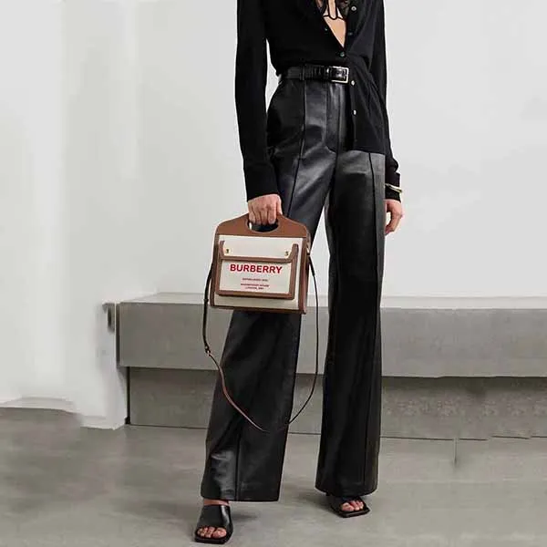 Túi Xách Burberry Mini Leather-Trimmed Printed Canvas Tote Màu Nâu Trắng