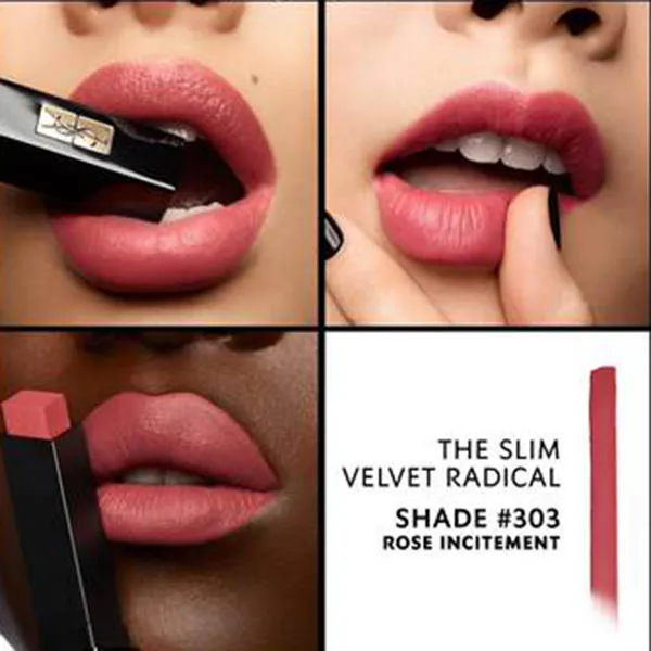 Son Yves Saint Laurent YSL The Slim Velvet Radical 303 Rose Incitement Màu Hồng Đào