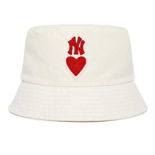 Mũ MLB Heart Bucket Hat New York Yankees 3AHTH012N-50IVS Màu Trắng Size 57 - 2