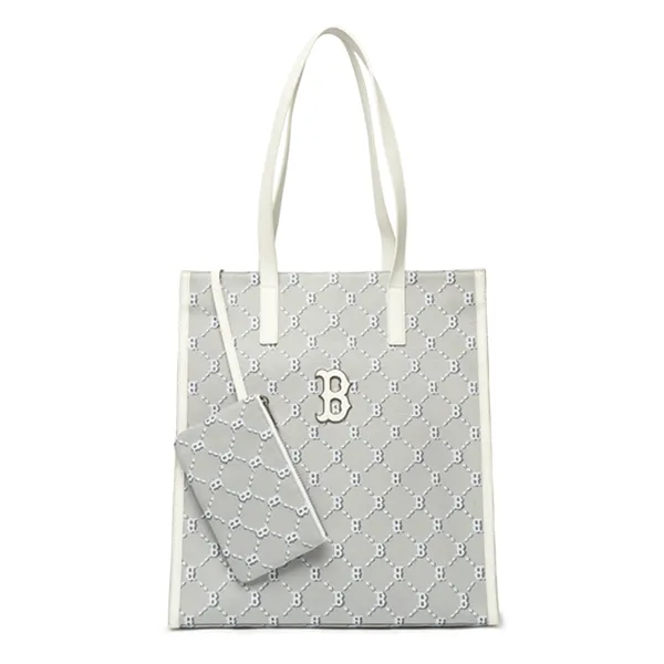 Túi Tote MLB Monogram Diamond Jacquard Tote Boston Red Sox 3AORM012N-43GRS Màu Xám Trắng