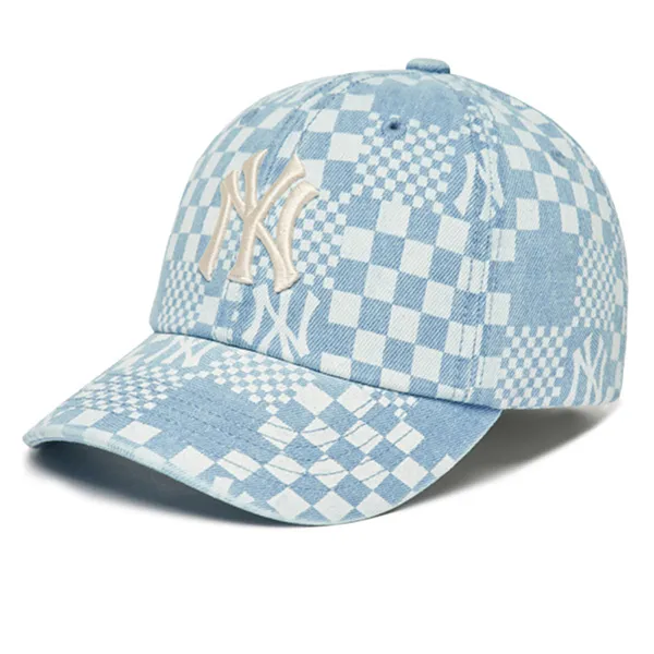 Mũ MLB Checkerboard Denim Unstructured Ball Cap New York Yankees 3ACP8602N-50BLL Màu Xanh Blue