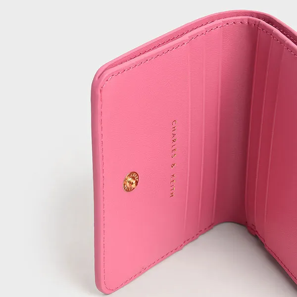 Ví Nữ Charles & Keith CNK Snap Button Card Holder Pink 50770540-2 Màu Hồng