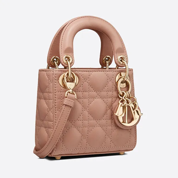Túi Xách Tay Dior Micro Lady Dior Bagrose Des Vents Cannage Lambskin Màu Hồng Pastel - Túi xách - Vua Hàng Hiệu