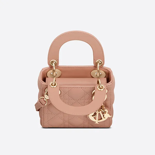 Túi Xách Tay Dior Micro Lady Dior Bagrose Des Vents Cannage Lambskin Màu Hồng Pastel - Túi xách - Vua Hàng Hiệu