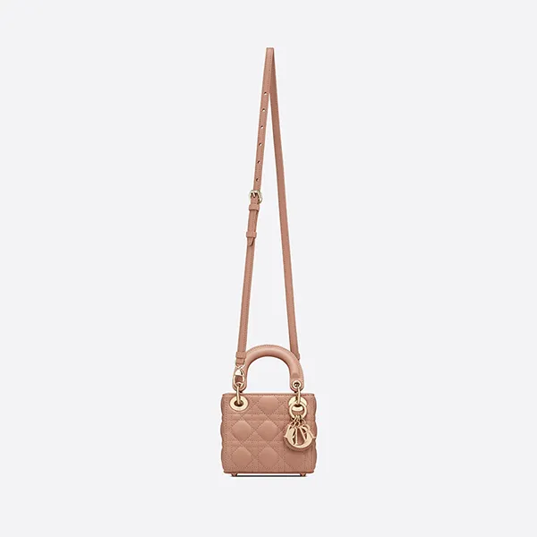Túi Xách Tay Dior Micro Lady Dior Bagrose Des Vents Cannage Lambskin Màu Hồng Pastel - Túi xách - Vua Hàng Hiệu