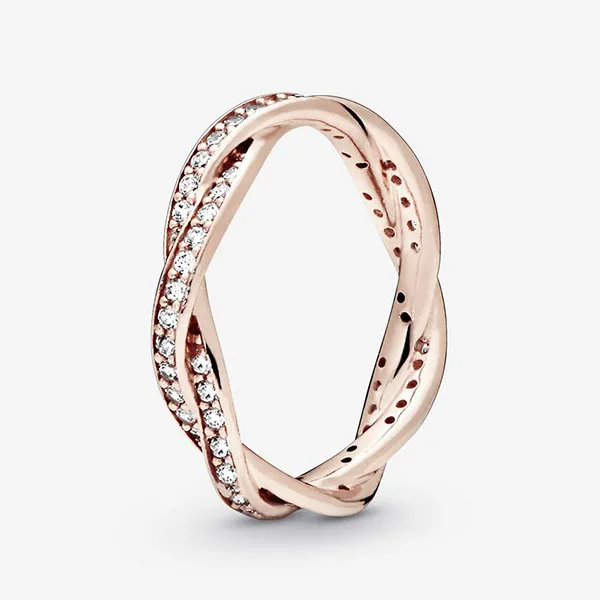 Nhẫn Nữ Pandora Sparkling Twisted Lines Ring Vàng Hồng - Trang sức - Vua Hàng Hiệu