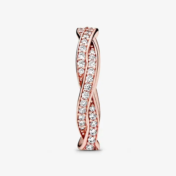 Nhẫn Nữ Pandora Sparkling Twisted Lines Ring Vàng Hồng - Trang sức - Vua Hàng Hiệu