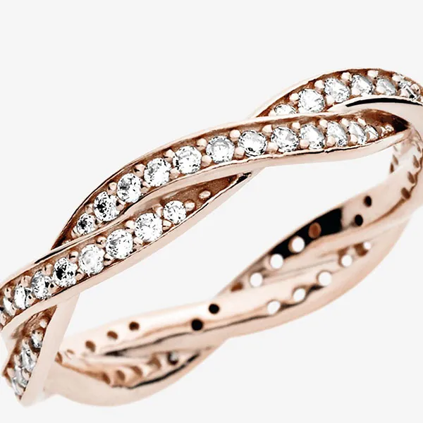 Nhẫn Nữ Pandora Sparkling Twisted Lines Ring Vàng Hồng - Trang sức - Vua Hàng Hiệu