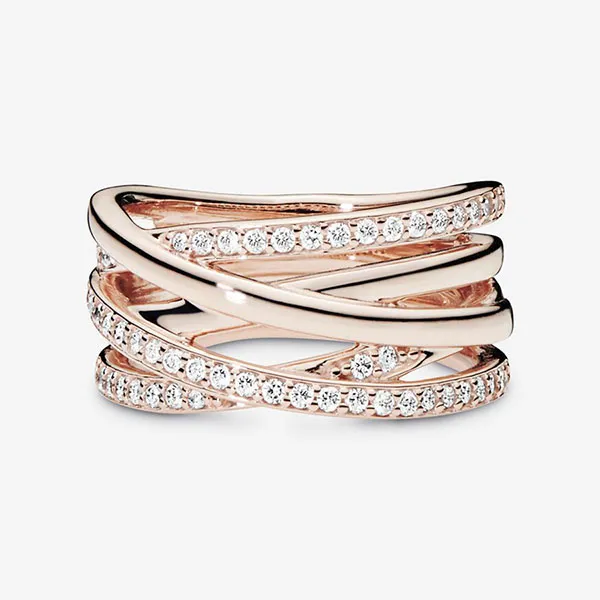 Nhẫn Nữ Pandora Sparkling & Polished Lines Ring Vàng Hồng - Trang sức - Vua Hàng Hiệu
