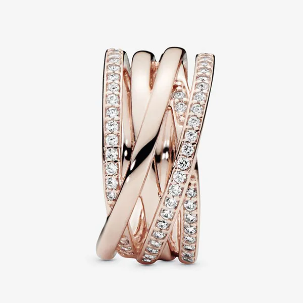 Nhẫn Nữ Pandora Sparkling & Polished Lines Ring Vàng Hồng - Trang sức - Vua Hàng Hiệu