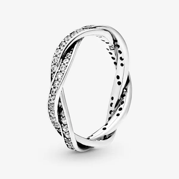 Nhẫn Nữ Pandora Sparkling Twisted Lines Ring Màu Bạc
