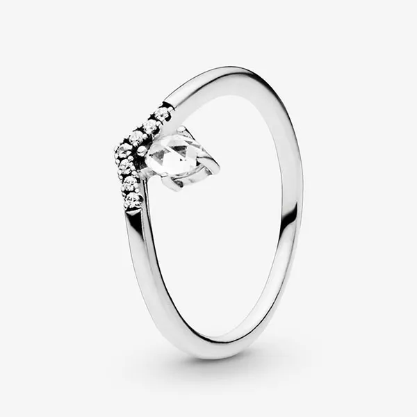 Nhẫn Nữ Pandora Classic Wishbone Ring 197790CZ Màu Bạc Size 52