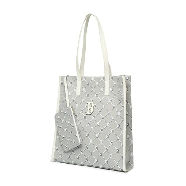 Túi Tote MLB Monogram Diamond Jacquard Tote Boston Red Sox 3AORM012N-43GRS Màu Xám Trắng