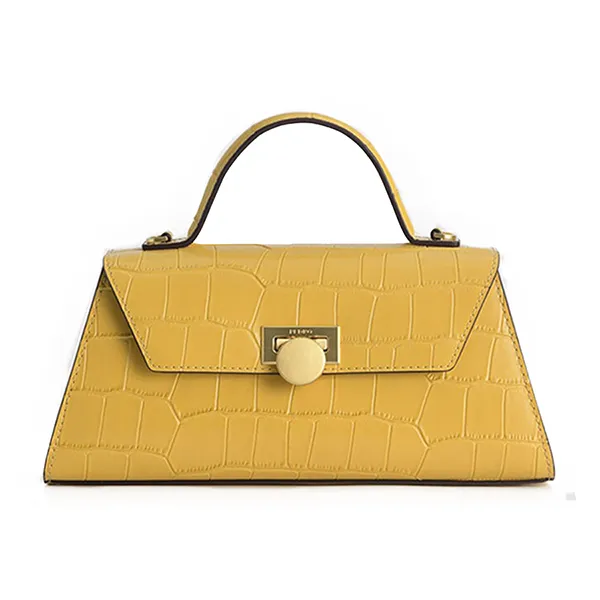 Túi Xách Pedro Croc-Effect Trapeze Top Handle Bag PW2-56610014 Màu Vàng