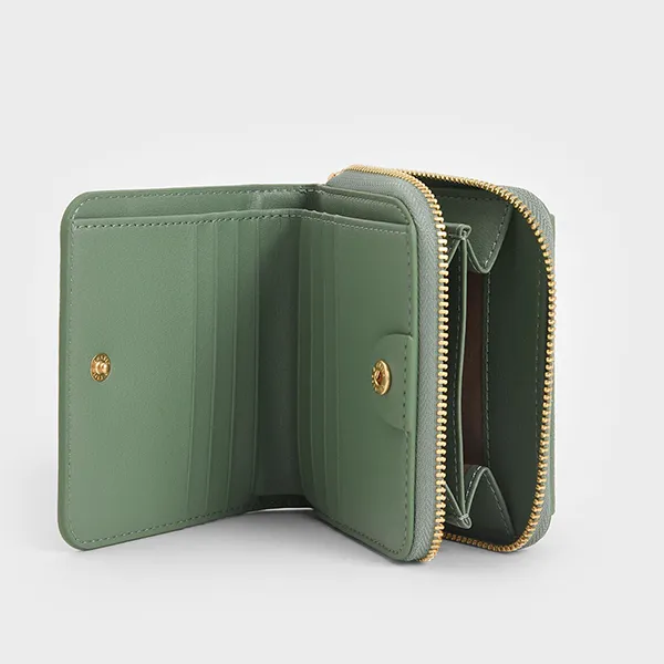 Ví Nữ Charles & Keith CNK Textured Mini Short Wallet 10770457 Màu Xanh Green