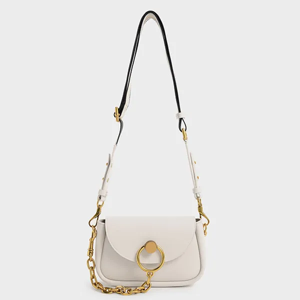 Túi Đeo Vai Nữ Charles & Keith CNK CK2-80270728 Becca Chunky Chain-Link Crossbody Màu Trắng