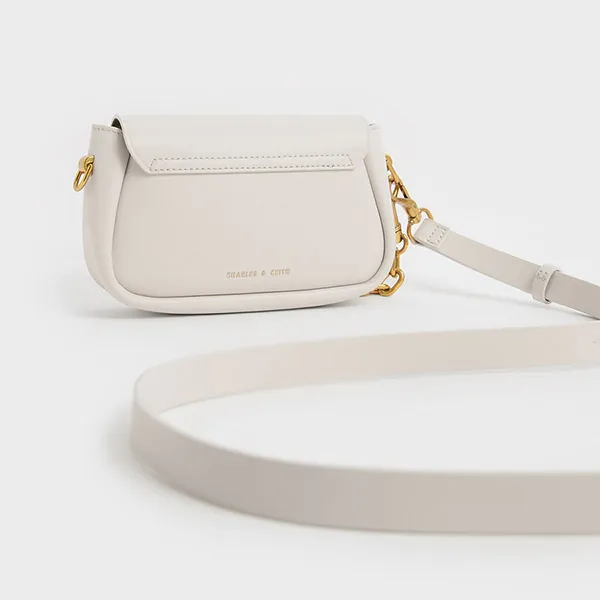 Túi Đeo Vai Nữ Charles & Keith CNK CK2-80270728 Becca Chunky Chain-Link Crossbody Màu Trắng