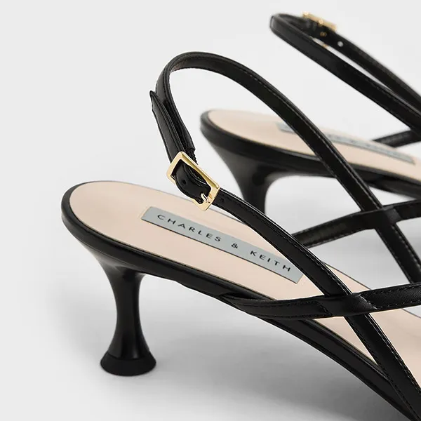 Giày Cao Gót Nữ Charles & Keith CNK Slingback Thong Sandals 60050955 Màu Đen