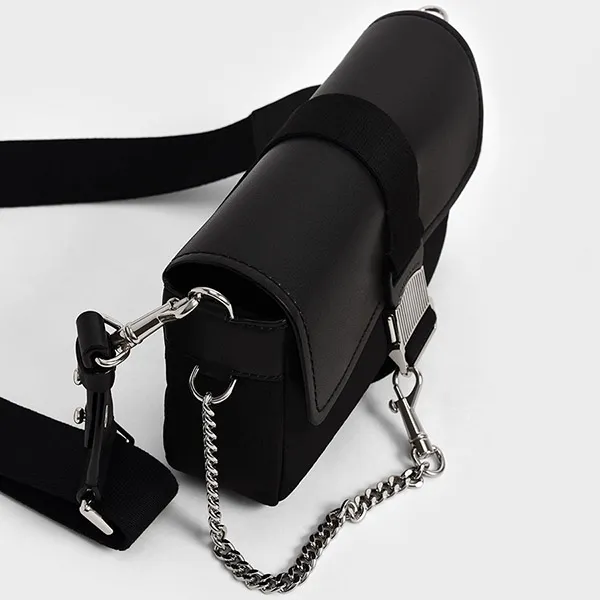 Túi Đeo Vai Nữ Charles & Keith CNK Aspen Metallic Belt Buckle Shoulder Bag CK2-20270815 Màu Đen