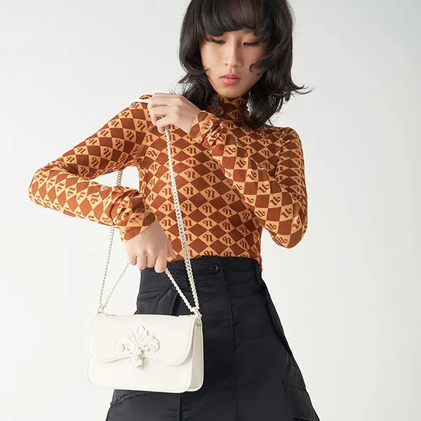 Túi Đeo Chéo Nữ Charles & Keith CNK Meriah Chain Strap Crossbody Bag Ck2-80781686 Màu Trắng