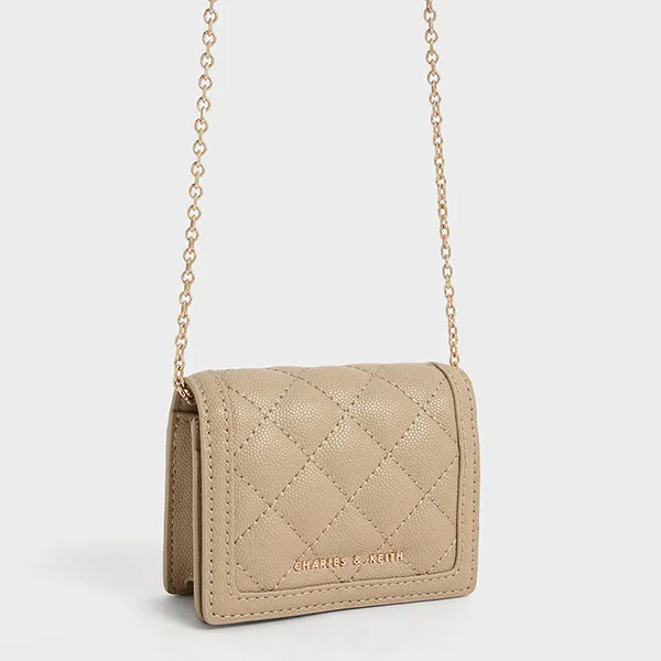 Ví Nữ Charles & Keith CNK Micaela Quilted Card Holder 50701179 Màu Cát
