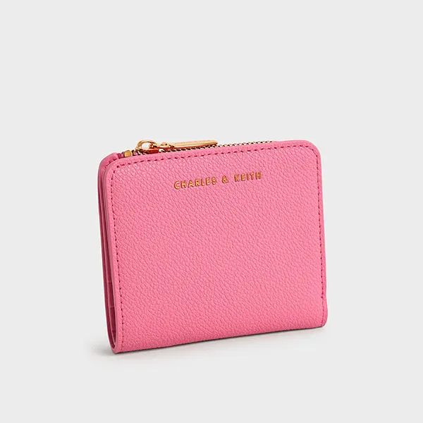 Ví Nữ Charles & Keith CNK Snap Button Card Holder Pink 50770540-2 Màu Hồng
