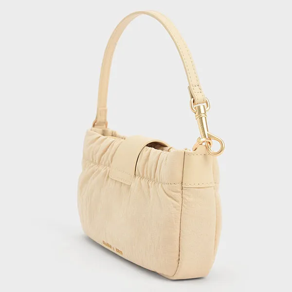 Túi Đeo Chéo Nữ Charles & Keith CNK Aspen Ruched Phone Pouch - Beige CK6-70781728 Màu Be