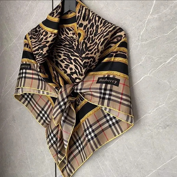 Khăn Quàng Cổ Burberry Silk Square Print 80255681 Dark Mustard Phối Màu - Thời trang - Vua Hàng Hiệu