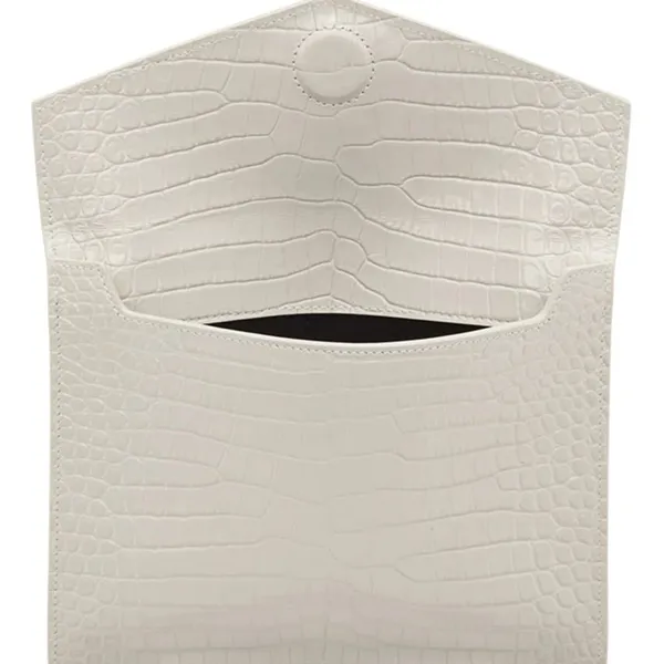 Túi Cầm Tay Nữ Yves Saint Laurent YSL Off-White Croc Small Uptown Envelope Pouch Màu Trắng - Túi xách - Vua Hàng Hiệu