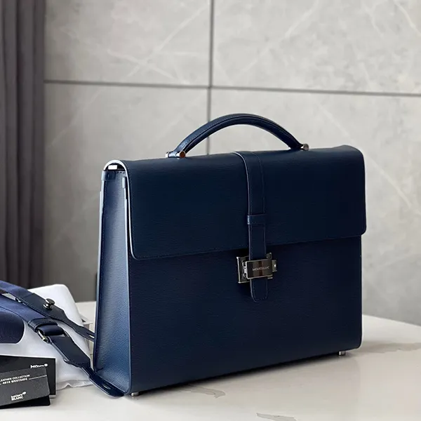 Cặp Xách Tay Montblanc 4810 Westside Single Gusset Briefcase Màu Xanh Navy