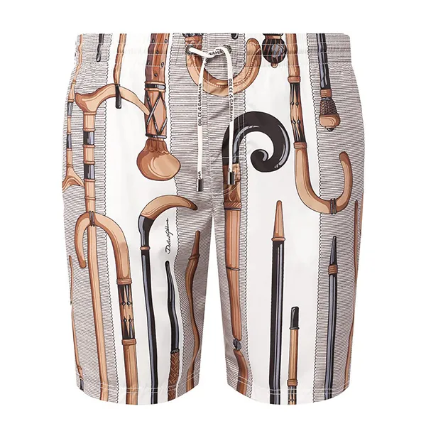 Quần Shorts Nam Dolce & Gabbana D&G Beachwear Swim Shorts Màu Nâu Trắng - Thời trang - Vua Hàng Hiệu