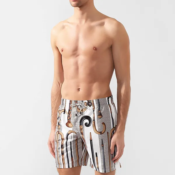 Quần Shorts Nam Dolce & Gabbana D&G Beachwear Swim Shorts Màu Nâu Trắng - Thời trang - Vua Hàng Hiệu