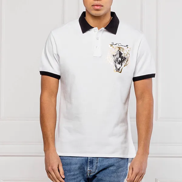 Áo Polo Just Cavalli Men's White Tiger Print Polo T-Shirt Màu Trắng - Thời trang - Vua Hàng Hiệu